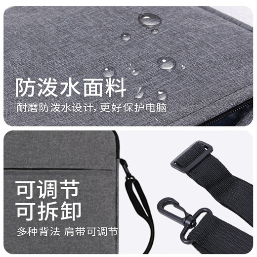 怡之帆笔记本电脑包手提包公文包适用苹果华为联想拯救者小新游戏本惠普 灰色有肩带 16英寸