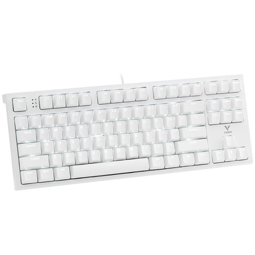 Rapoo K87 customized gaming mechanical keyboard, two-color injection molded keycaps, 87-key layout, five-key hot-swap design, full keys without conflict, K87 white [red axis]