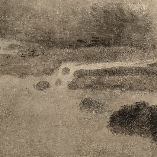 Yuan Gao Ranhui's landscape paintings ancient landscape paintings scroll famous paintings replica antique paintings decorative hanging paintings Yuan Ni Zanjun stone ancient raft map 12134 50X66 cm (spraying painting heart size) Framed