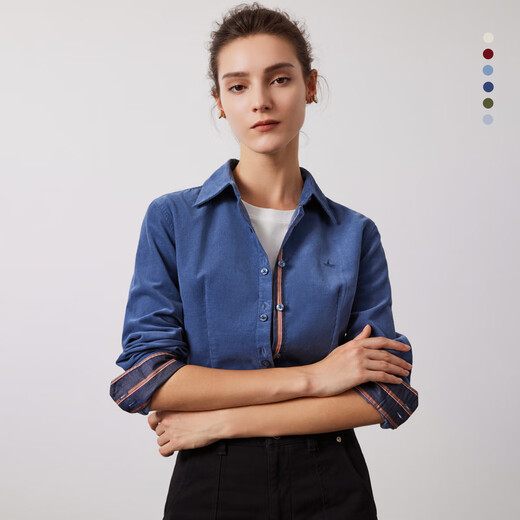 Navikel Italian dinghy women's cotton long-sleeved shirt corduroy slim shirt 2333003506 dark blue XL