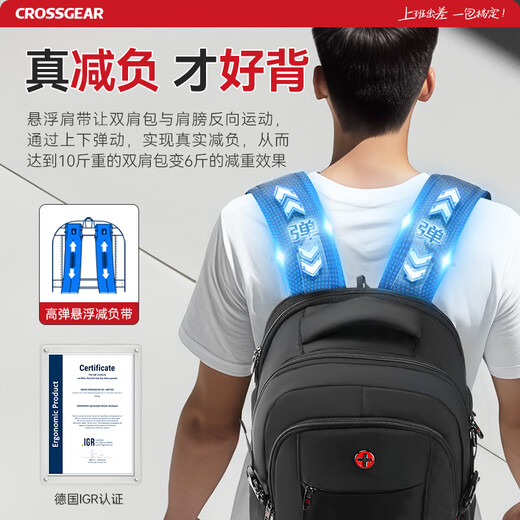 CROSSGEAR Swiss Army Sword Backpack Men's Travel Backpack Business Business Travel Large Capacity Computer Bag Junior High School Students School Bag Hot Sales NO.1 Large Size [Limited Upgrade Top-up]