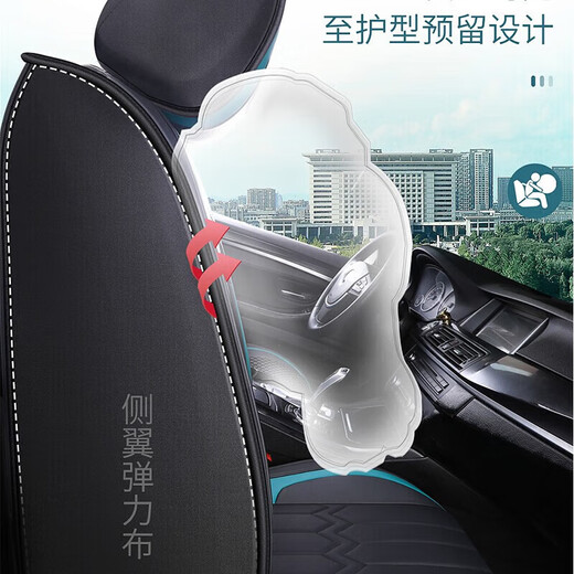 悟界标致408x 508l 408 5008 2008 301 308 307专用坐垫全包围座椅套 黑色红边-豪华版 标致专用/整车五座
