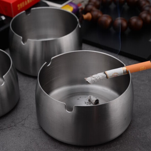 Xinshu ashtray, windproof, stainless steel, fashionable ashtray, thickened, home Internet cafe, KTV club, hotel, true color (large size)