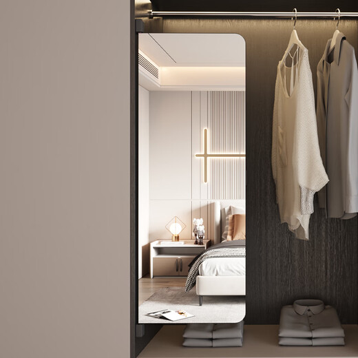 
Xingmang furniture private dressing mirror wardrobe full-length mirror hidden push-pull folding mirror for household built-in rotating contact telescopic fitting mirror deep space black [for door special] can be flipped 90 degrees [35*90cm] high-definition explosion-proof full screen
