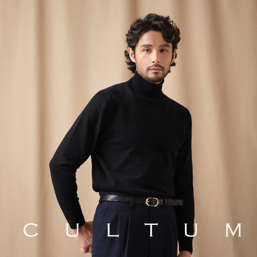 CULTUM【多色可选】秋冬厚款山羊绒混纺高领毛衣男长袖套头打底针织衫 米白 M