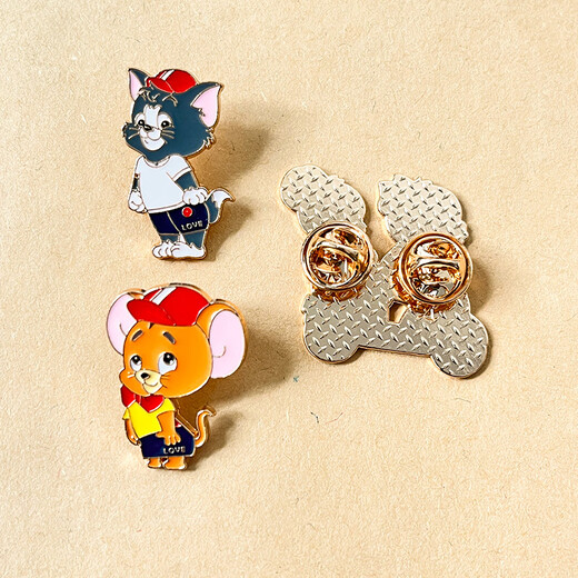 Mr. Ouyang Cartoon Tom and Jerry Alloy Brooch Student Couple Bag Decoration Pin Cute Ornaments Badge Medal Tom and Jerry Series Three-piece Set B04-301