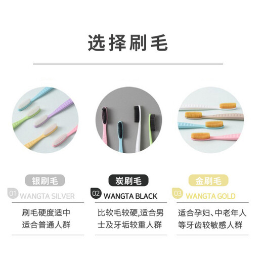 王打韩国王打688大头软毛牙刷 白博士成人中硬毛纳米专用清洁原装进口 王打银4支 买3+1 中毛(软硬适中) 4支