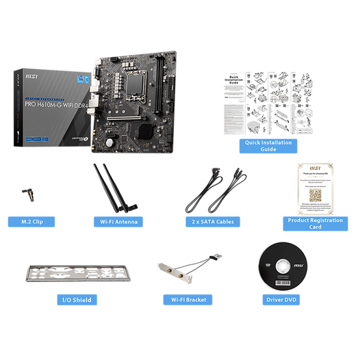 MSI (MSI) 12/13/14th Génération CPU Motorard Set I3 13100F 14100F 12100F Tablettes dispersées Pro H610M-G WiFi DDR4 12e génération i3-12100 Comprimés dispersés [trois ans d'assurance magasin]