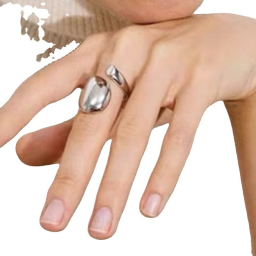 Yilian simple water drop ring for women geometric irregular exaggerated fashion metal opening ring ins niche index finger ring trend JZ7371-1 opening adjustable
