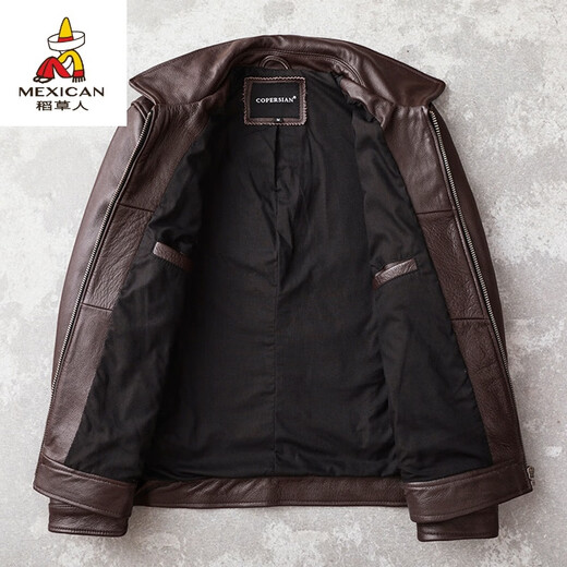 La nouvelle couche supérieure de Scarecrow Veste en cuir authentique en cuir en cuir pour hommes à la veste en cuir slim pour hommes décontracté Businet Bulleuse Men de grande taille de grande taille noir