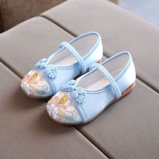 Yu Jin embroidered shoes for girls ancient costume princess embroidered shoes Chinese style old Beijing children's cloth shoes Hanfu shoes dance shoes W622 white 36 inner length 22.3
