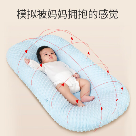 Tile Bed-in-Bed Pillow Newborn Portable Baby Crib Sleeping Magic Device Movable Bionic Crib Bed Anti-pressure Sleeping Bed Gert Gray-Bean Blanket (0-2 years old)
