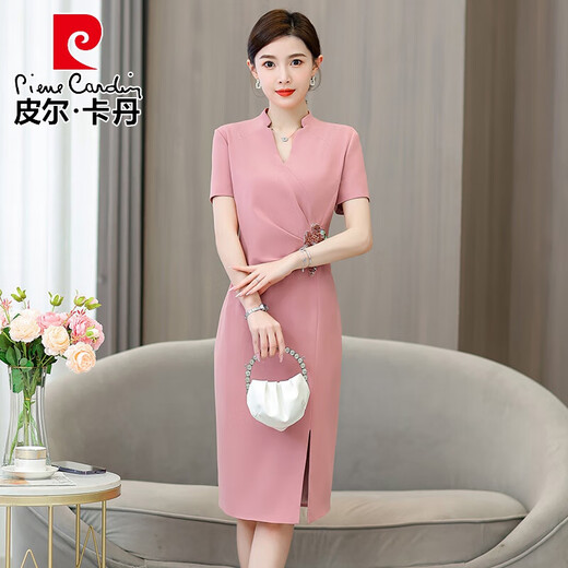 Vestido de pierre cardin vestido cheongsam para mujeres en verano temperamento joven feliz vestido de novia de suegra