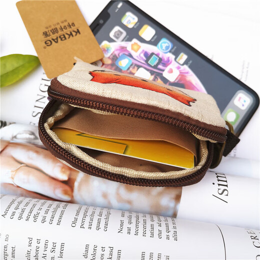 
Shuguoer (SHU GUO ER) Korean version of cotton and linen creative coin wallet zipper cartoon coin bag key card bag male and female student mini cloth bag cute cat