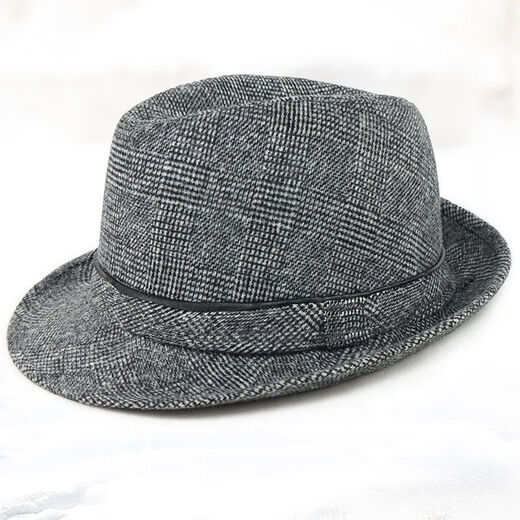 Douqian Top Hat Men d'âge moyen et âgé papa automne et chapeau d'hiver laine chaude shanghai gentleman britannique grand-père gris foncé 56 cm