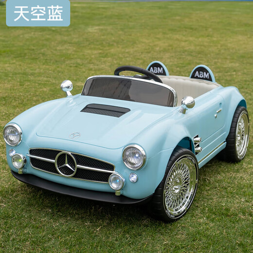 Kangshuai Aibeimei Kinder-Elektroauto mit vier Rädern, kann mit Fernbedienung sitzen und fahren, 1–3–6 Jahre alt, 5 Spielzeugauto, Kind, Baby, Retro-Kinderwagen, rot lackiert, 12 V + Ledersitz + funktionale Fernbedienung