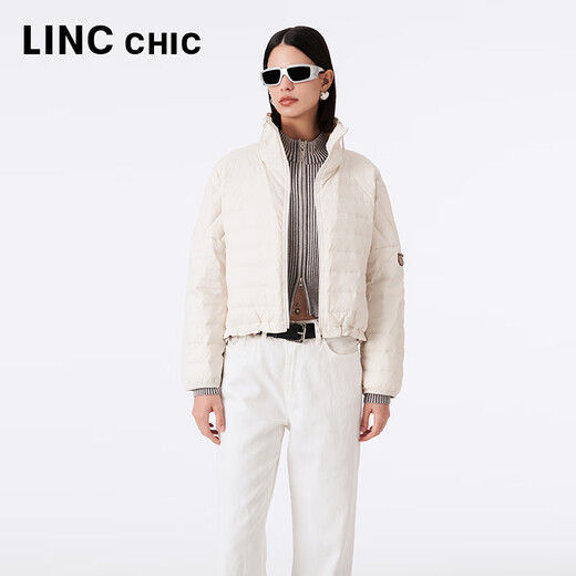 Jin Yujie Spring and Autumn Lightweight Down Jacket Women's Short Loose Stand Collar Light Warm Simple Jacket Y23301016 High Street Gray White XS Suitable for 120Jin Jin equal to 0.5kg or less