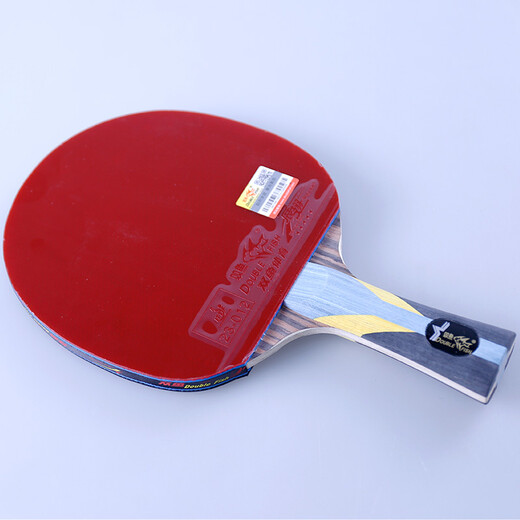 双鱼（DOUBLE FISH）乒乓球拍无极蓝专业竞技蓝海绵高弹进攻型奥运珍藏礼盒乒乓成品拍 【5木+2碳】无极蓝-9（黑檀木） 横拍/FL_长柄