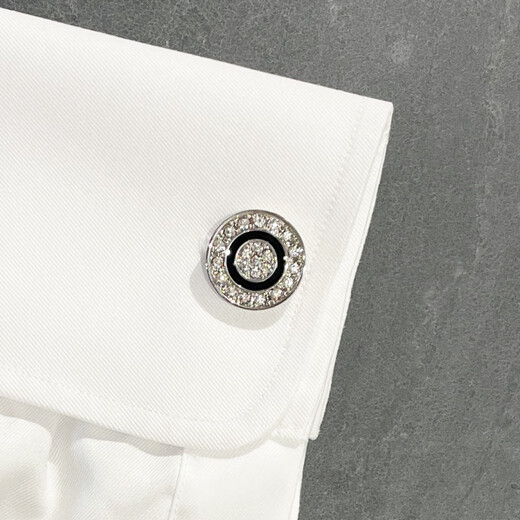 Apatia French round white crystal cufflinks light luxury minimalist men's style gentleman elegant shirt ring classic