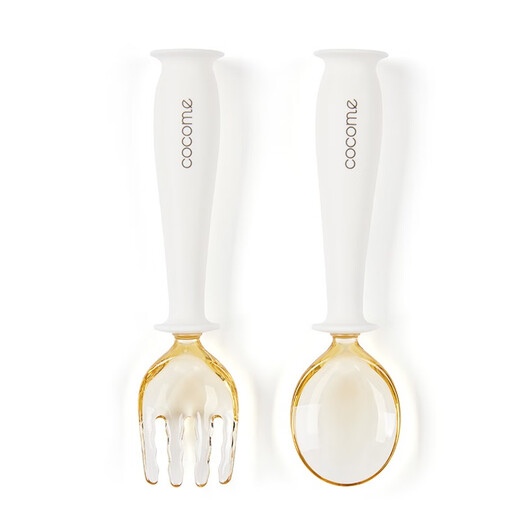 CocoME (COCOME) baby PPSU fork spoon set, baby bends complementary food spoon, learn to eat and train to eat children's tableware, fork spoon set