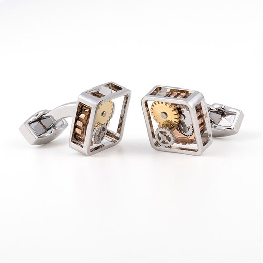 WILLIAM MILTON British style mechanical gear cufflinks for men, light luxury custom suit sleeve nails, French cuff buttons, birthday gift box, silver square style