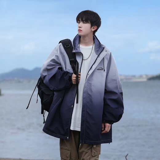 Foss Phil Gradient Jacket Men's Autumn and Winter New Couple Jacket Men's and Women's Trendy Three-Proof Outdoor Charge Top JKCY-JK9262 Phantom Black XL