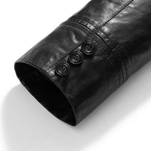 Snow Leopard [Special Offer] Haining Men's Genuine Leather Leather Clothes Mid-Length Top Layer Goatskin Business Casual Leather Jacket Black 175/96A(50)