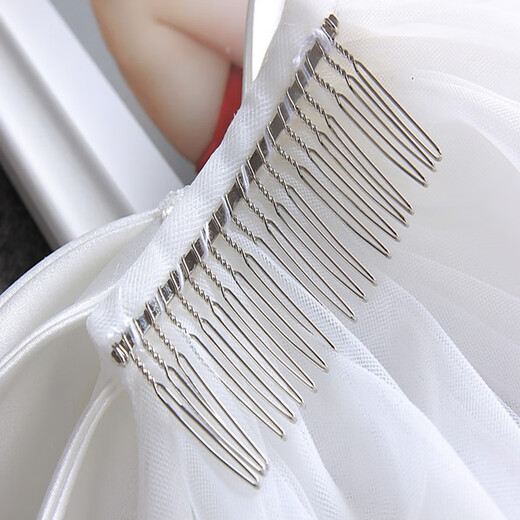 Renshanxiang Veil Proposal Wedding Wedding Dress Headdress Veil Crown Proposal Wedding Certificate Posing Props Birthday Veil 2-layer White Bow 60cm Alloy Hair Comb 1