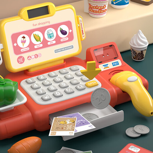 Xinge Kinderhaus spielen Toys Kitchen Sprachregister Set Supermarkt Einkaufssimulation Multifunktion Kassierer Szenario Simulation mit intelligenter Anerkennung Geburtstagsgeschenke für Jungen und Mädchen im Alter von 3 bis 6