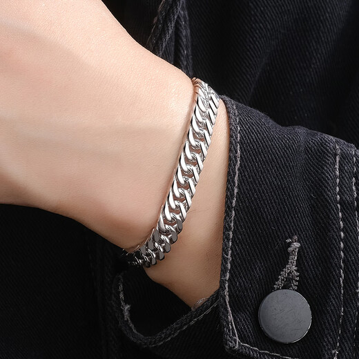 Centenary Baojinxiang pt950 platinum bracelet men's fashion trendy brand platinum bracelet domineering double buckle bracelet men's bracelet length 20cm width 8.6mm weight 49.88 grams