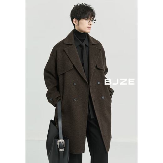 Piaget Zall 10% yak wool double-sided wool coat men's medium-length full wool coat 2024 autumn and winter new style P441860 Night Frost Gray XL 180