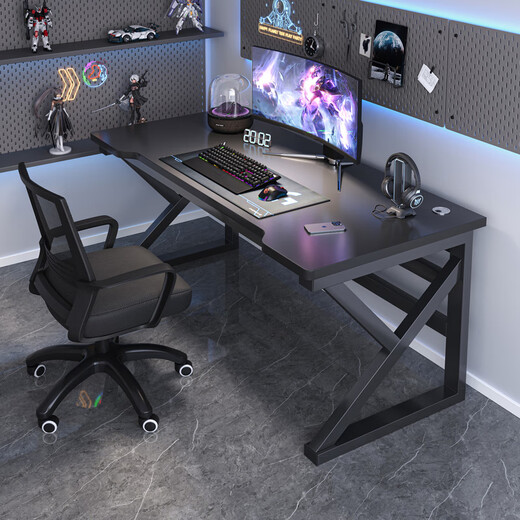 Litai Computer Desk Desktop Gaming Table and Chair Set Desk Study Table Home Simple Office Desk Work Table Writing Desk Justable Desk and Chair Combination Sesame Black 140cm