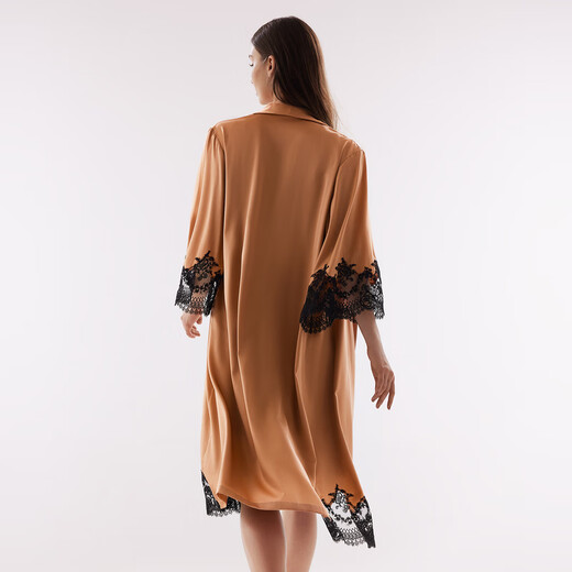 LA CLOVER23SS Shining Oscar Series, кружевная шелковая женская ночная рубашка с широкими плечами, пижама LC44UD1, дымчато-золотая CQ0 XS / 155