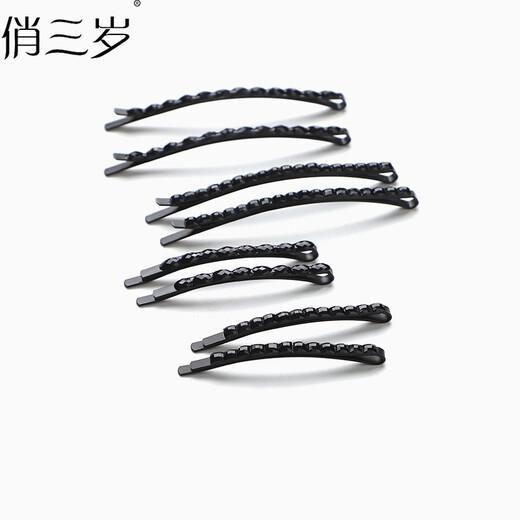 Pretty three-year-old simple black one-piece hair clip for girls with fashionable bangs and broken hair clips side clips headwear hair clips for the back of the head medium square diamonds