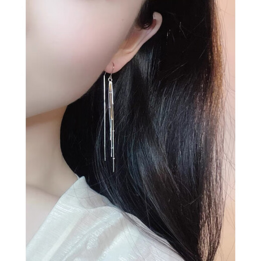 DL 1998 Fat Donglai same style platinum earrings pt950 new 2024 trendy long earrings 18K for girlfriend star tassel earrings