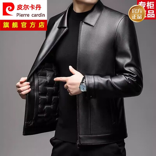 Pierre Cardin Herrener echter Leder -Lederjacke Winter kann entfernt werden