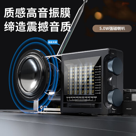 纽曼（Newmine）收音机老人充电式可插卡全波段收音机老人充电式迷你小音响便携式随身听高考英语听力四六级播放器 T-6629便携收音机（操作简单）