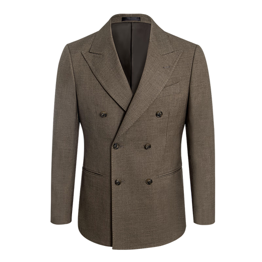 CULTUM Italian retro earth-color double-breasted lapel suit suit men's casual business single suit formal suit linen brown two-piece suit please note your own pants size 175A /50A