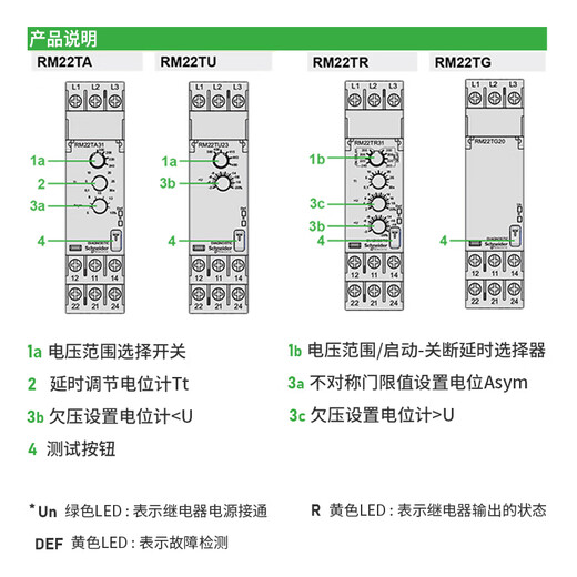 Schneider phase sequence relay RM22TG202 three-phase control 2 open 2 closed phase loss protector control relay RM22TR33