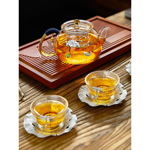 Xinjingren teapot glass tea water separation household thickened high borosilicate teapot small boiling water with filter inner tank handmade Yaxuan teapot-smooth surface small (500 ml)