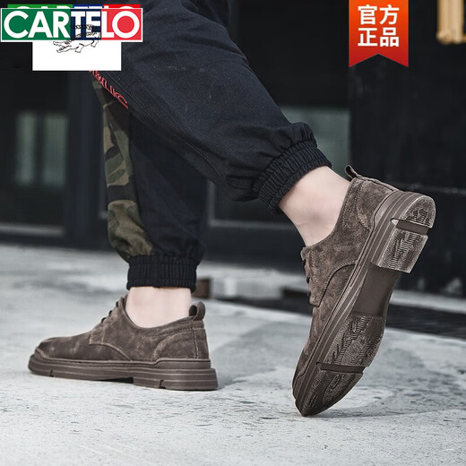Cartelo Trendy Low-Top Martin Boots Herren echte Leder Frühling und Herbst Atmungsaktives britischer Stil wasserdichte Männer Retro Work Boots Neues Produkt Kamelfarbe 42