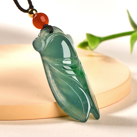 A thousand years of jade jade cicada pendant, men and women ice base oil green jade cicada pendant, jade pendant, jade pendant, jadeware, certificate, model two QZK1381i