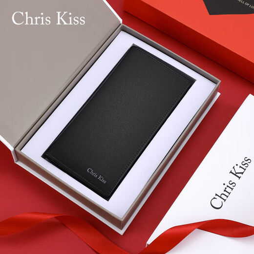 
CHRIS KISS wallet men's genuine leather long multi-card card bag head layer cowhide change wallet gift box birthday gift 8602006-3 [counter gift box]