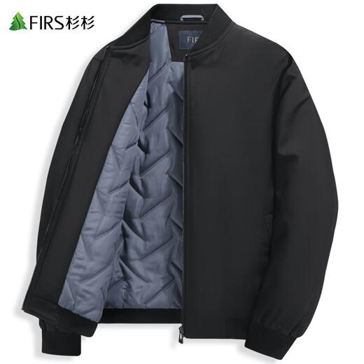 Shanshan (FIRS) Men's Cotton Jacket Men's Autumn Baseball Collar Business Casual Executive Warm Jacket Cotton Jacket 502 Black L (175)