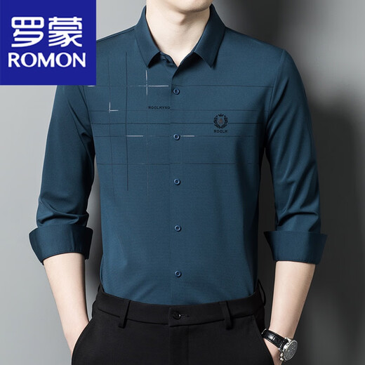 ROMON Edles Hochzeitskleid der Tochter, Langarmhemd des Vaters, Hochzeitsbankettkleid des Schwiegervaters mittleren Alters, Herbstkleidung, bügelfreies Hemd für Herren, C6625 Rot 170/L