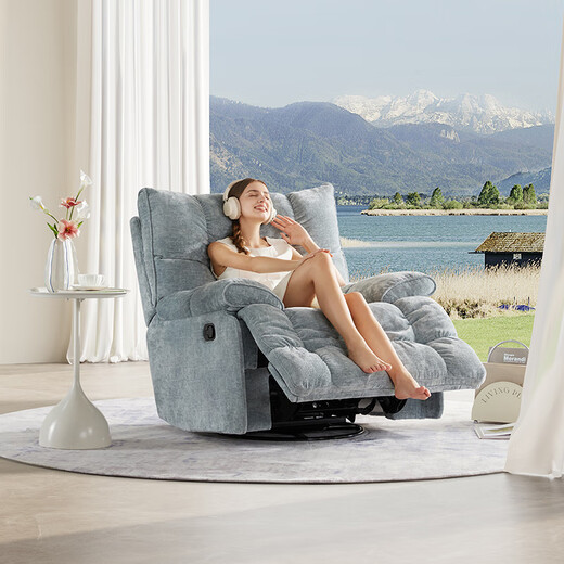 Le Zhibao LAZBOY single sofa living room lazy sofa recliner manual function single chair Polaris Blue-7 days delivery