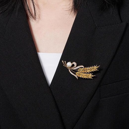 Idel's golden wheat ear high-end brooch for women's suit jacket corsage accessories pin to fix clothes and versatile birthday gift Golden wheat ear brooch XZ0051
