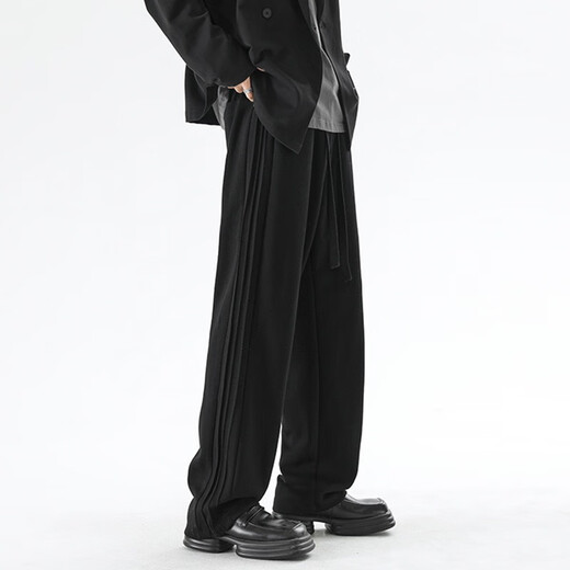 顶峰保罗（Dingfengbaoluo）休闲裤男秋季潮牌宽松直筒百搭透气运动阔腿长裤子9789黑色2XL