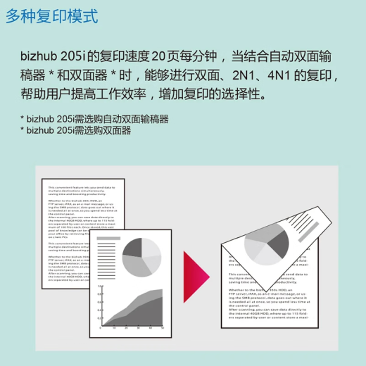 柯尼卡美能达205i 215i 225i 6180en a3打印机复印机A4黑白激光多功能一体机扫描网络办公家用 225i套餐2+输稿器(自动进稿双面打印复印)