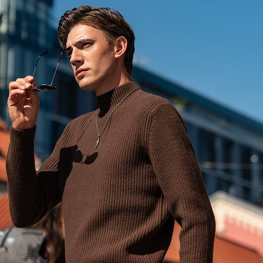 
Mr. Cloth pure cardigan spring and autumn soft glutinous solid color thick knitted base sweater men BT12158 deep sea blue M (170)